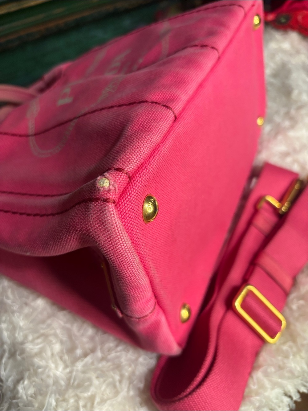 Prada Canapa Small Canvas Tote with Strap - Picture 12 of 16